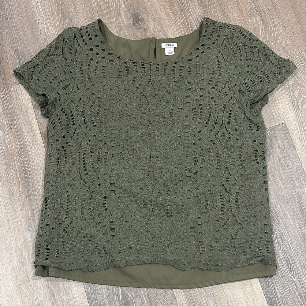 J. Crew Forest Green Lace Blouse
